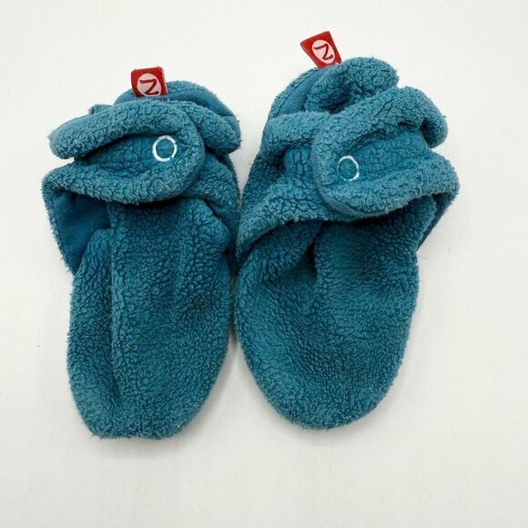 Zutano Cotton Booties In Teal - Infant 12m - Picture 1 of 5